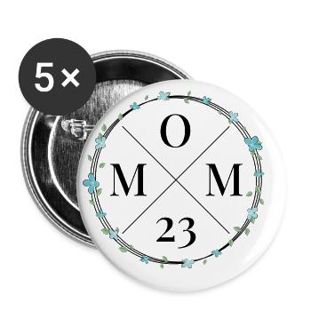 Mom 23 Flower Wreath Flowers Baby Expectant Mom 2023 - Buttons large 2.2''/56 mm (5-pack) - white - Front