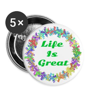 Life is great! - Buttons large 2.2''/56 mm (5-pack) - white - Front