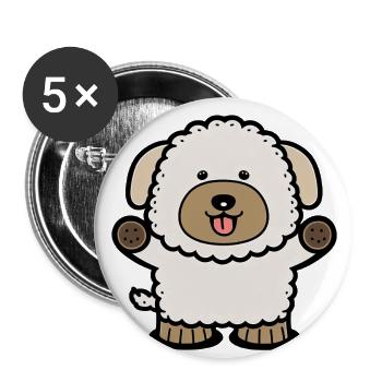 Kawaii Hunde-Design, der besten Freund des Hundes - Buttons groß 56 mm (5er Pack) - Weiß - Vorne