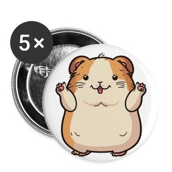 Hamster - Lot de 5 grands badges (56 mm) - blanc - Devant