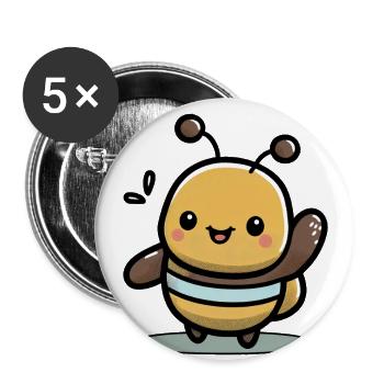 Kawaii Bienen-Design, für Fleißige - Buttons groß 56 mm (5er Pack) - Weiß - Vorne