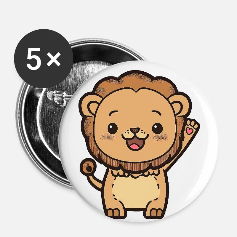 Kawaii Lion, for strong personalities - Buttons large 2.2''/56 mm (5-pack) - white