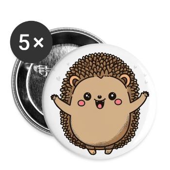 Kawaii hedgehog, for the armed - Buttons large 2.2''/56 mm (5-pack) - white - Front