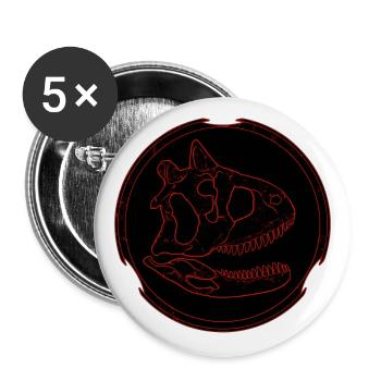 Carnotaurus Fossil Schädel - Buttons groß 56 mm (5er Pack) - Weiß - Vorne