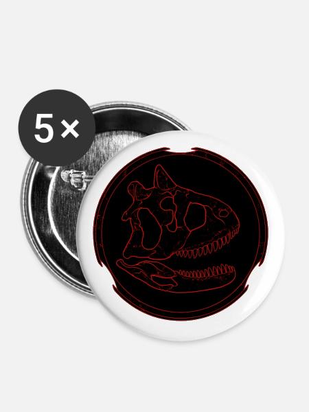 Carnotaurus Fossil Schädel - Buttons groß 56 mm (5er Pack) - Weiß