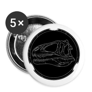 Acrocanthosaurus Fossilschädel - Buttons groß 56 mm (5er Pack) - Weiß - Vorne