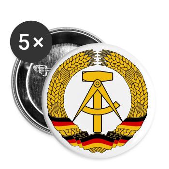 DDR Wappen (Original) - Buttons groß 56 mm (5er Pack) - Weiß - Vorne