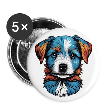 Portrait of a little blue dog - Buttons large 2.2''/56 mm (5-pack) - white - Front