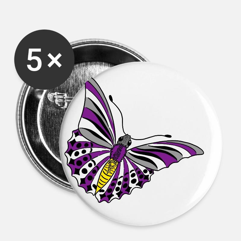 butterfly asexual non binary labrys lesbian - Buttons large 2.2''/56 mm (5-pack) - white