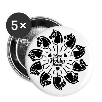 I Love Hobby Horsing - Herz - Hobby - Buttons groß 56 mm (5er Pack) - Weiß - Vorne