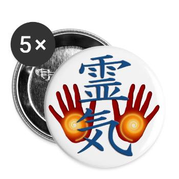 REIKI hands - Buttons large 2.2''/56 mm (5-pack) - white - Front