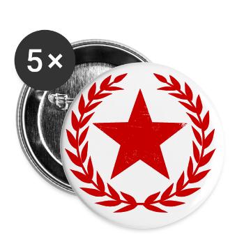 Roter Stern - Buttons groß 56 mm (5er Pack) - Weiß - Vorne
