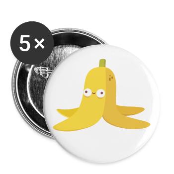 Süße und albern aussehende Bananenhaut - Buttons groß 56 mm (5er Pack) - Weiß - Vorne