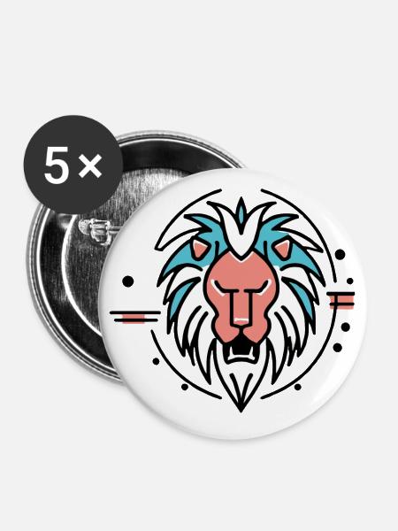 Roaring Lion - Buttons large 2.2''/56 mm (5-pack) - white
