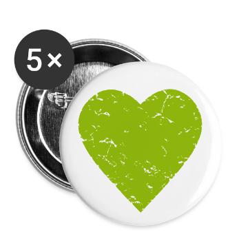 green heart - nature - hiking - used look - Buttons large 2.2''/56 mm (5-pack) - white - Front