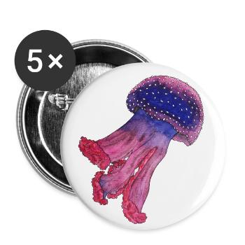Méduse Viva Magenta Sous-marin AnimalRécif - Lot de 5 grands badges (56 mm) - blanc - Devant
