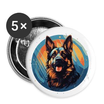 Deutscher Schäferhund - Buttons groß 56 mm (5er Pack) - Weiß - Vorne