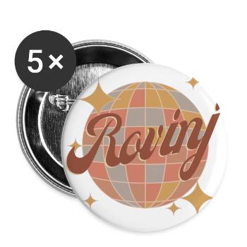 Rovinj Croatia Retro Vintage Design Disco Ball - Buttons large 2.2''/56 mm (5-pack) - white - Front