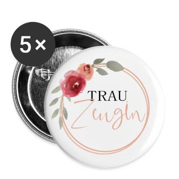 Demoiselle d'honneur - Fleurs vintage - Lot de 5 grands badges (56 mm) - blanc - Devant
