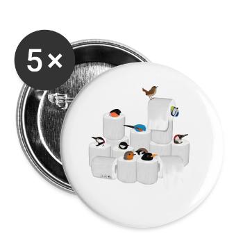 Birds in toilet paper - Buttons large 2.2''/56 mm (5-pack) - white - Front