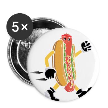 Lustige Pommes Hot Dog Cardio Laufen Läufer - Buttons groß 56 mm (5er Pack) - Weiß - Vorne