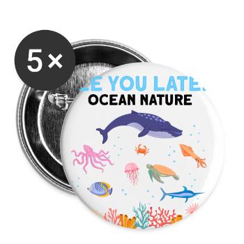 Sea Nature Marine Biologist Sea Marine Biology Ocean - Buttons large 2.2''/56 mm (5-pack) - white - Front