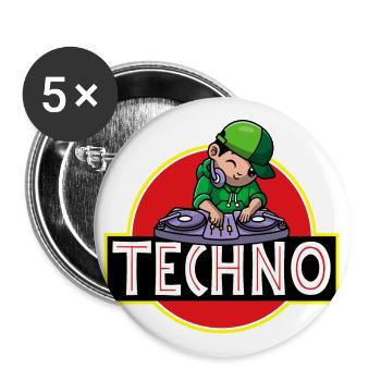 Techno music party - Buttons large 2.2''/56 mm (5-pack) - white - Front