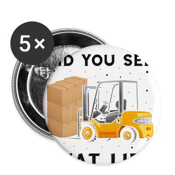 Gabelstaplerbediener und Gabelstaplerfahrer - Buttons groß 56 mm (5er Pack) - Weiß - Vorne
