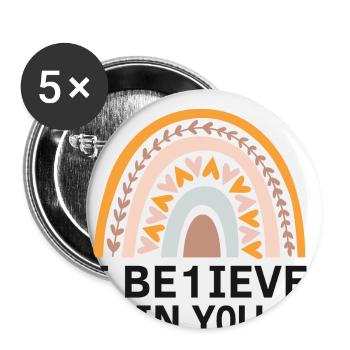 Legasthenie-Intervention für Legasthenie-Therapie - Buttons groß 56 mm (5er Pack) - Weiß - Vorne