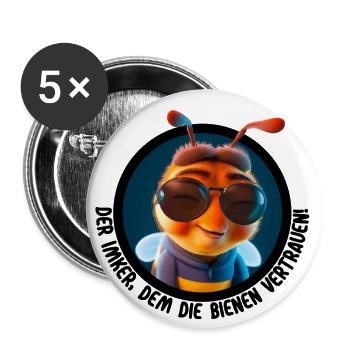 Der Imker dem die Bienen vertrauen Bienenzüchter - Buttons groß 56 mm (5er Pack) - Weiß - Vorne