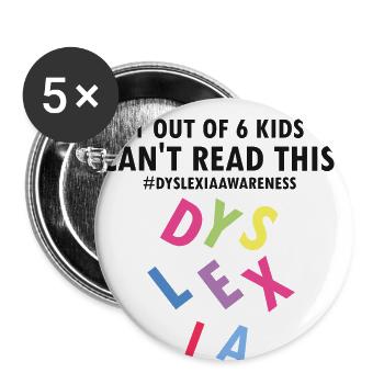 Dyslexia Therapy for Dyslexia Month - Buttons large 2.2''/56 mm (5-pack) - white - Front