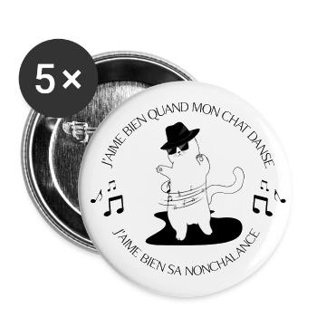 Johan Papaconstantino Mon Chat Danse chanson - Lot de 5 grands badges (56 mm) - blanc - Devant