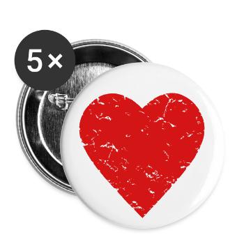 red heart - love - used look - LGBTQ - Buttons large 2.2''/56 mm (5-pack) - white - Front
