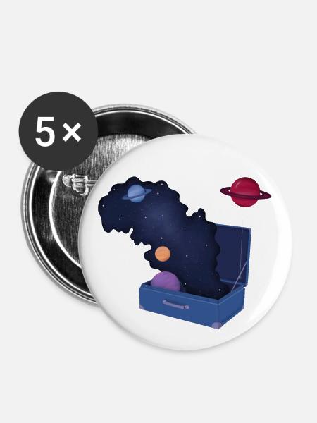 Kosmische Reisen - Buttons groß 56 mm (5er Pack) - Weiß