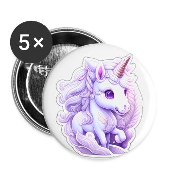 Cute unicorn - Buttons large 2.2''/56 mm (5-pack) - white - Front