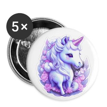 Cute unicorn - Buttons large 2.2''/56 mm (5-pack) - white - Front