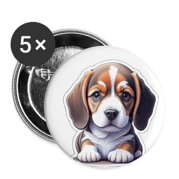 Adorable-mignon chiot beagle - Lot de 5 grands badges (56 mm) - blanc - Devant