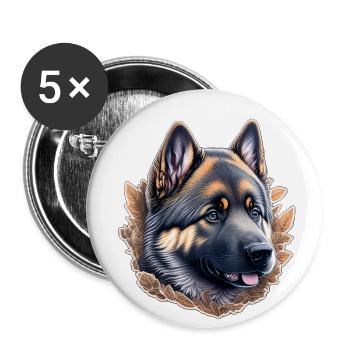 German Shepherd Puppy - Buttons large 2.2''/56 mm (5-pack) - white - Front