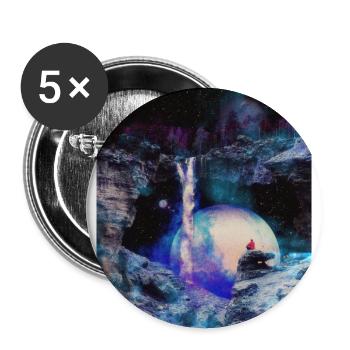 Space Cave With Waterfall - Buttons large 2.2''/56 mm (5-pack) - white - Front