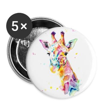 Colorful Watercolor Giraffe - Buttons large 2.2''/56 mm (5-pack) - white - Front