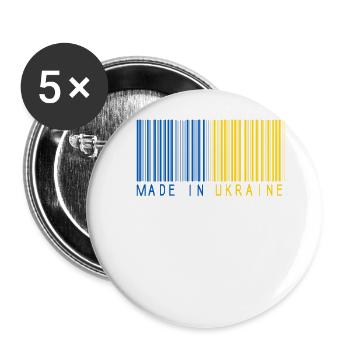 Made in Ukraine - Barcode - Buttons groß 56 mm (5er Pack) - Weiß - Vorne
