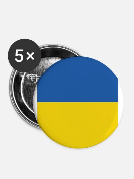 Solidarität mit der Ukraine - Buttons groß 56 mm (5er Pack) - Weiß