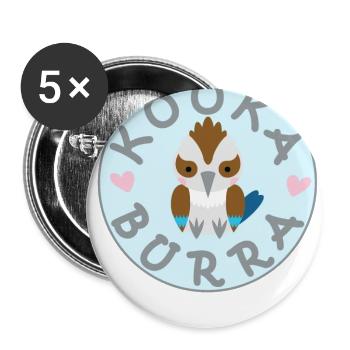 Kookaburra Australie Oiseau qui rit, Sweet Circle Hearts - Lot de 5 grands badges (56 mm) - blanc - Devant