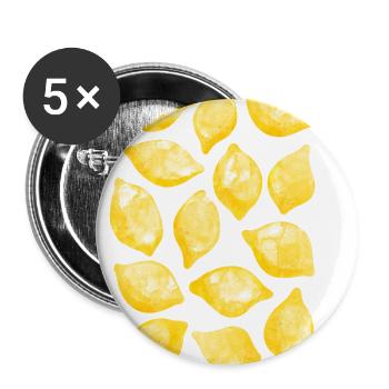 Lemon Watercolor - Buttons large 2.2''/56 mm (5-pack) - white - Front