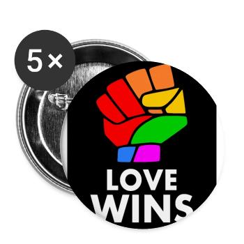 Love wins - Buttons large 2.2''/56 mm (5-pack) - white - Front