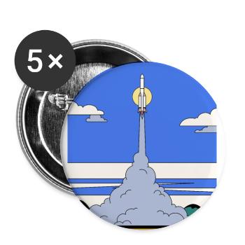 Raketenstart - Buttons groß 56 mm (5er Pack) - Weiß - Vorne