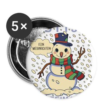 Lüttje Sneeimann kleiner Schneemann - Buttons groß 56 mm (5er Pack) - Weiß - Vorne