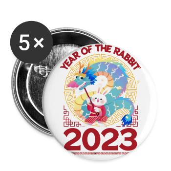 Chinese New Year, Dragon Dance 2023 - Buttons large 2.2''/56 mm (5-pack) - white - Front