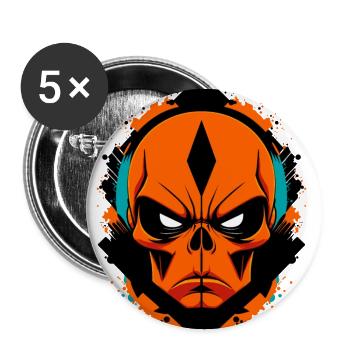 Alien Skull - Buttons large 2.2''/56 mm (5-pack) - white - Front