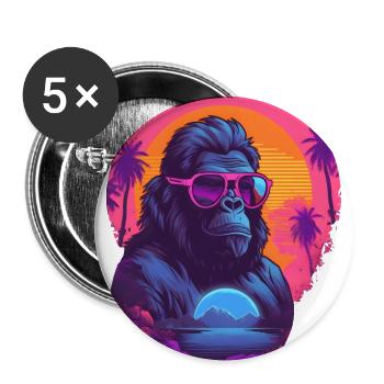 Synthwave gorilla wearing sunglasses - Buttons large 2.2''/56 mm (5-pack) - white - Front